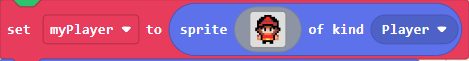 MakeCode Arcade blocks used to set the player sprite