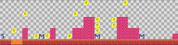 Enemy placeholder tiles positioned on the MakeCode Arcade tilemap