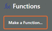 MakeCode Arcade menu used to create a function