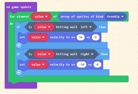 MakeCode Arcade blocks that configure enemy movement