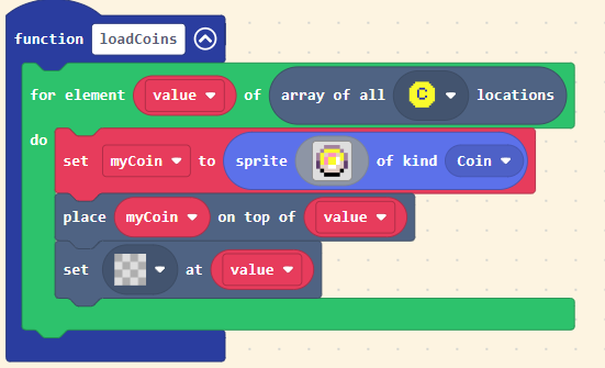 MakeCode Arcade function for loading coin sprites