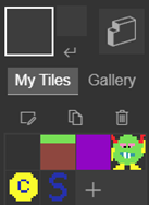 MakeCode Arcade tilemap editor controls for creating new tiles