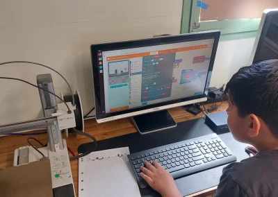 Student building game with code blocks