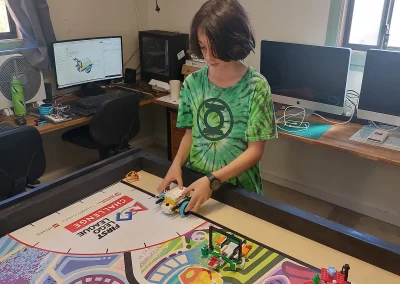 Student testing robot on challenge mat