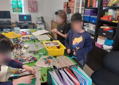 Students collaborating in robotics class