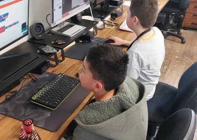 Students learning game development