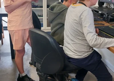 Students working together on game development